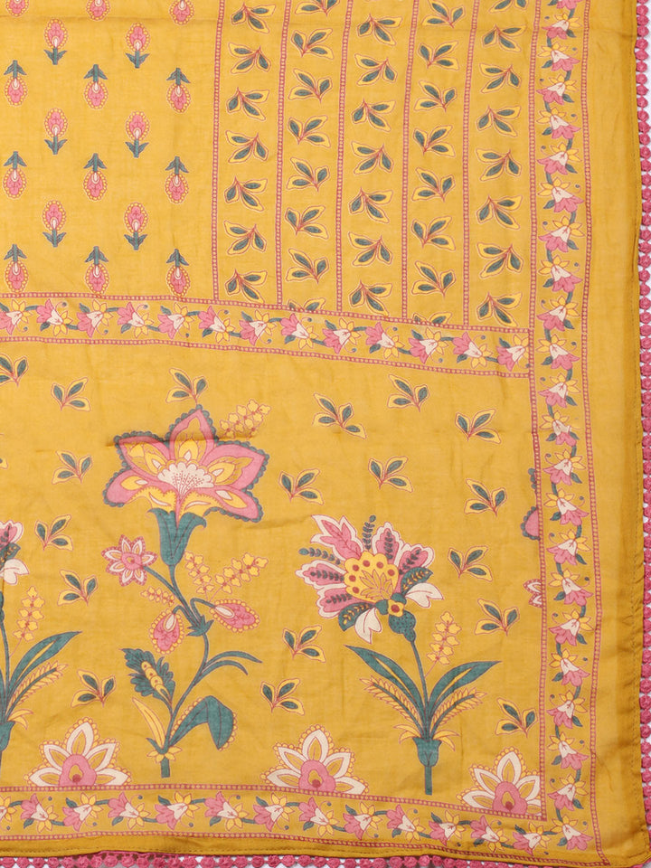 Embroidered Cotton Blend Unstitched Suit With Pant &amp; Dupatta
