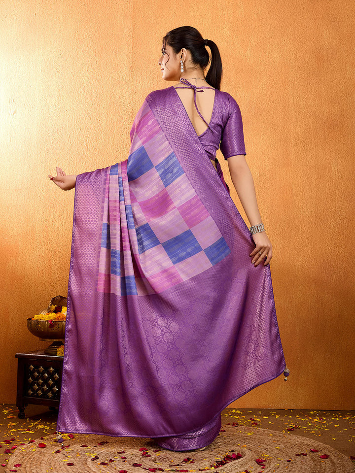 Block Printed Art Silk Saree
