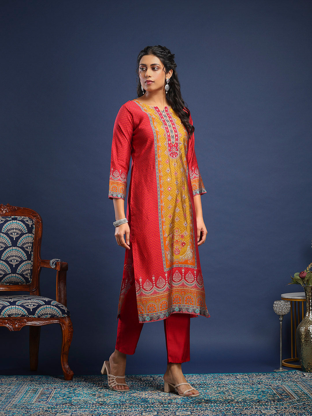 Printed Muslin Kurta With Pant &amp; Dupatta