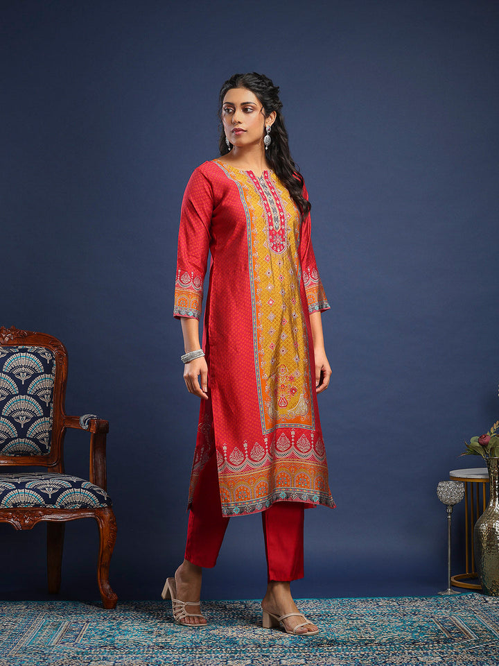 Printed Muslin Kurta With Pant &amp; Dupatta