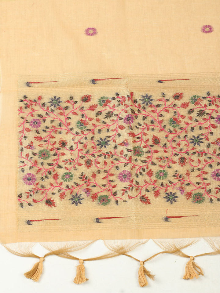 Embroidered Chanderi Unstitched Suit With Pant &amp; Dupatta