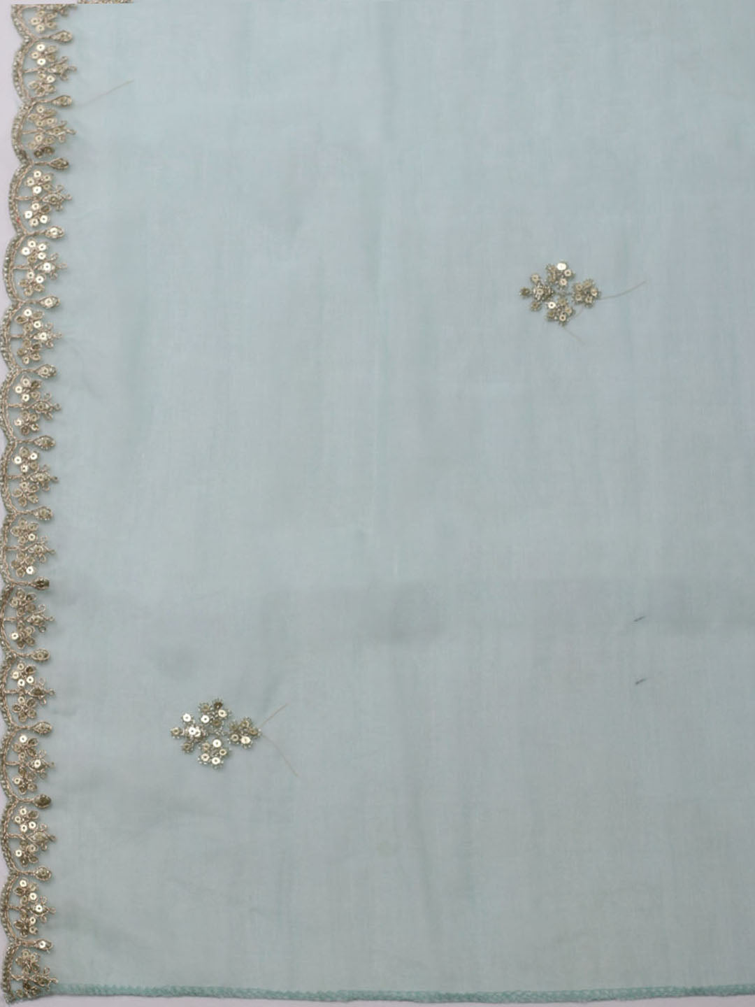 Neck Embroidered Organza Unstitched Suit With Dupatta