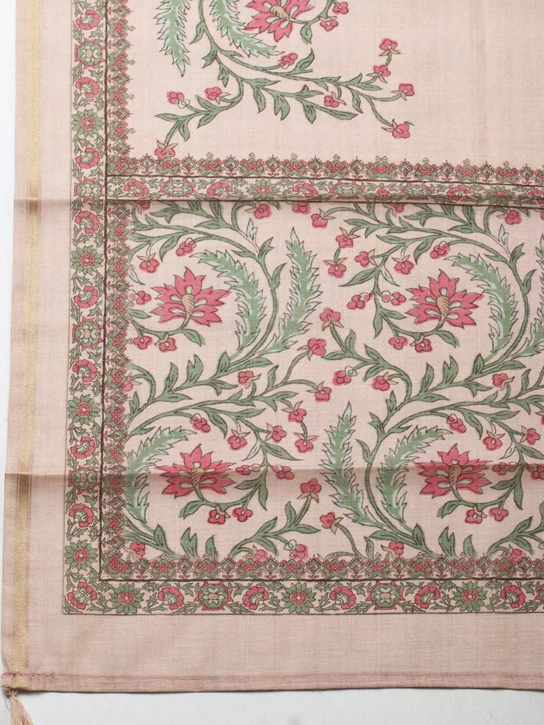 Embroidered Chanderi Unstitched Suit With Pant &amp; Dupatta