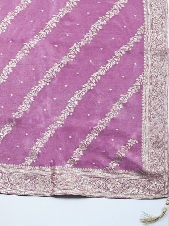 Woven Design Chanderi Unstitched Suit With Pant &amp; Dupatta