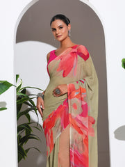 Floral Printed Georgette Saree