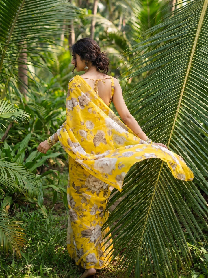 Digital Print Chiffon Saree