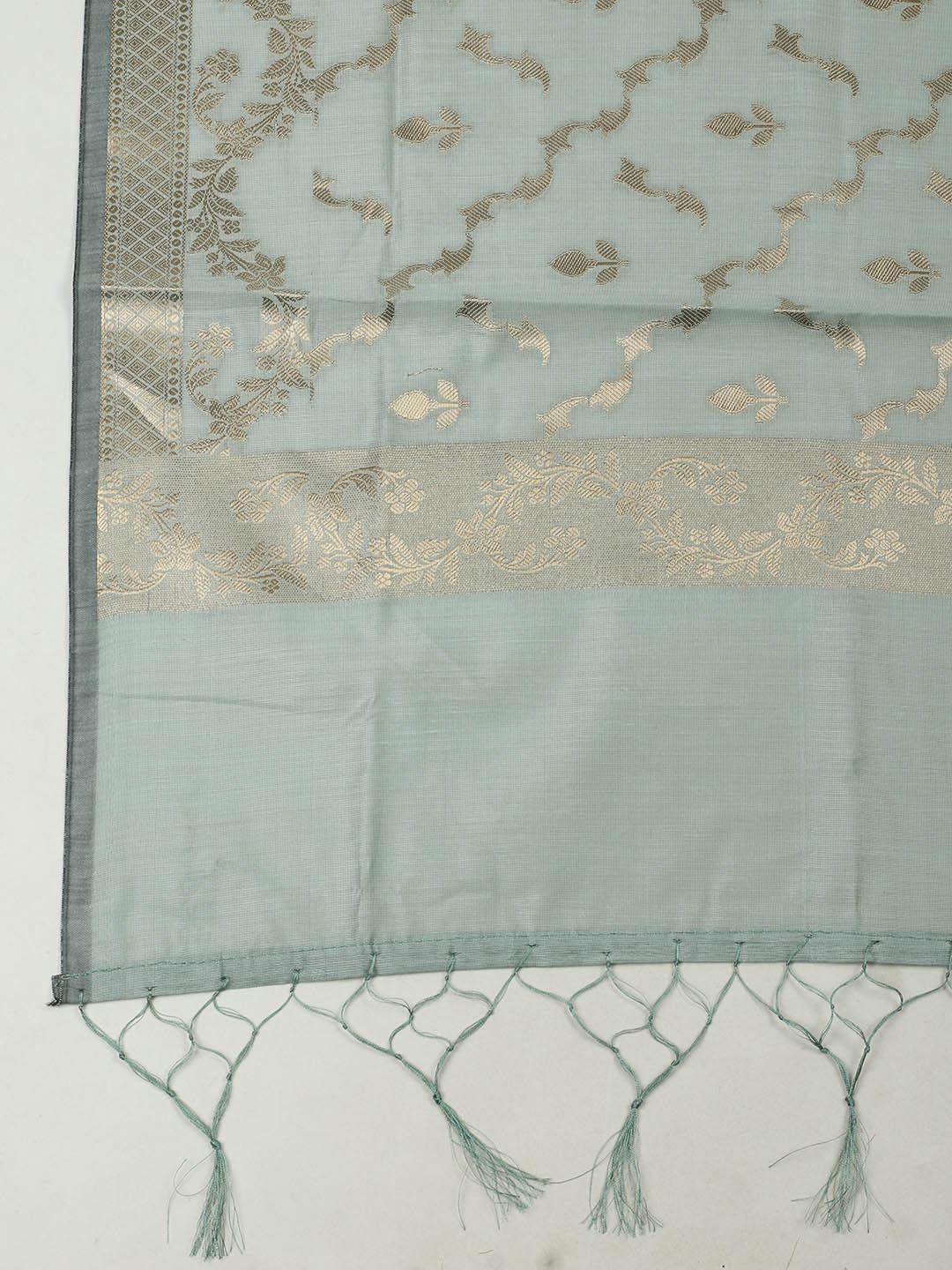 Woven Design Chanderi Unstitched Suit With Pant &amp; Dupatta