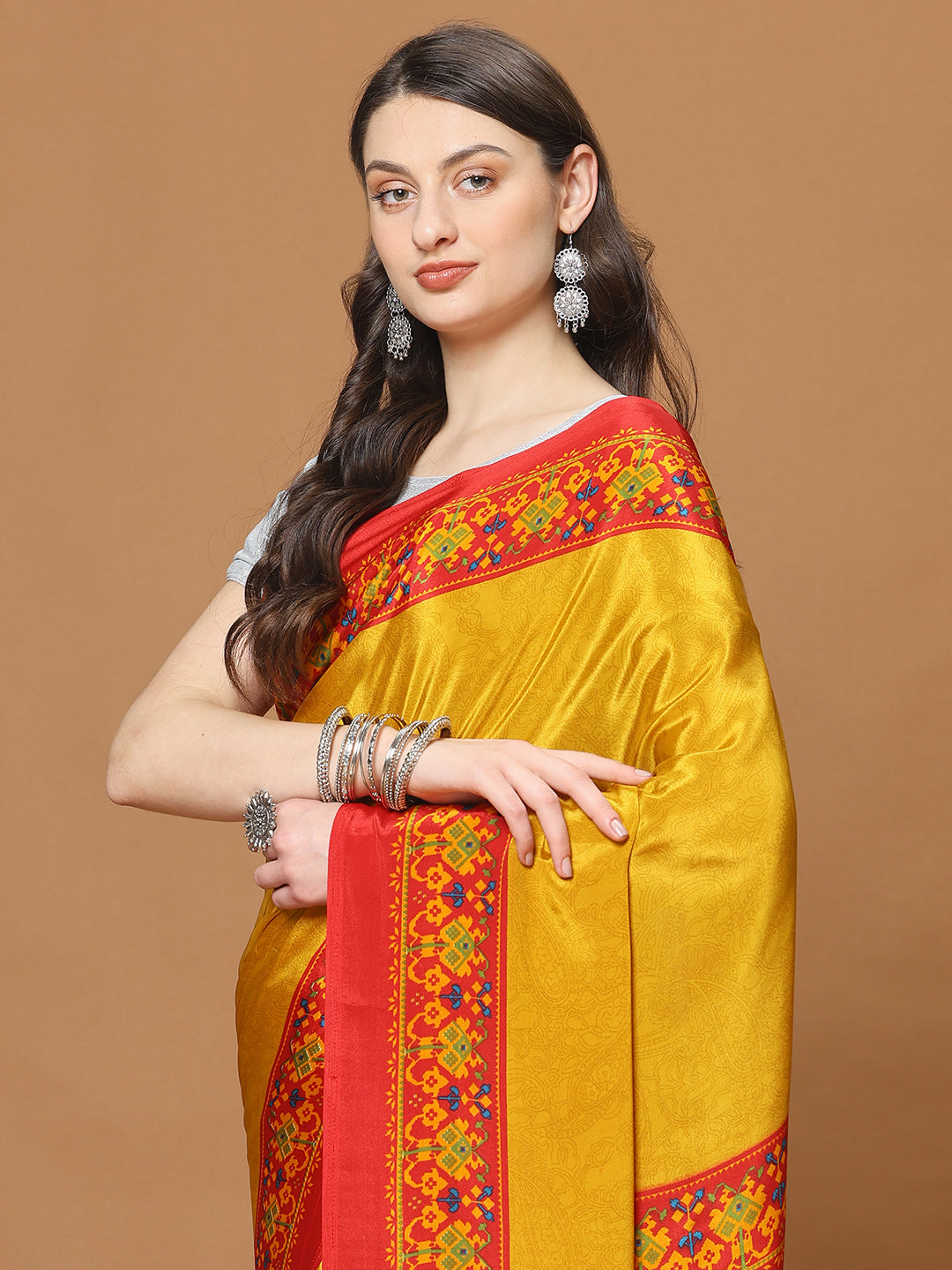 Floral Printed Crepe Woven Saree