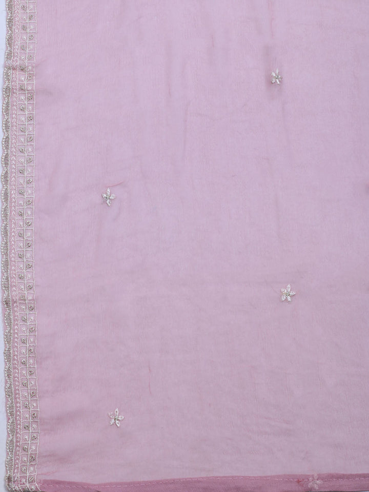 Embroidered Organza Unstitched Suit With Dupatta