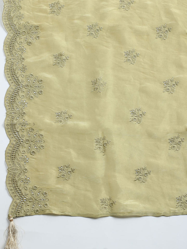 Banarasi Tissue Unstitched Suit With Dupatta