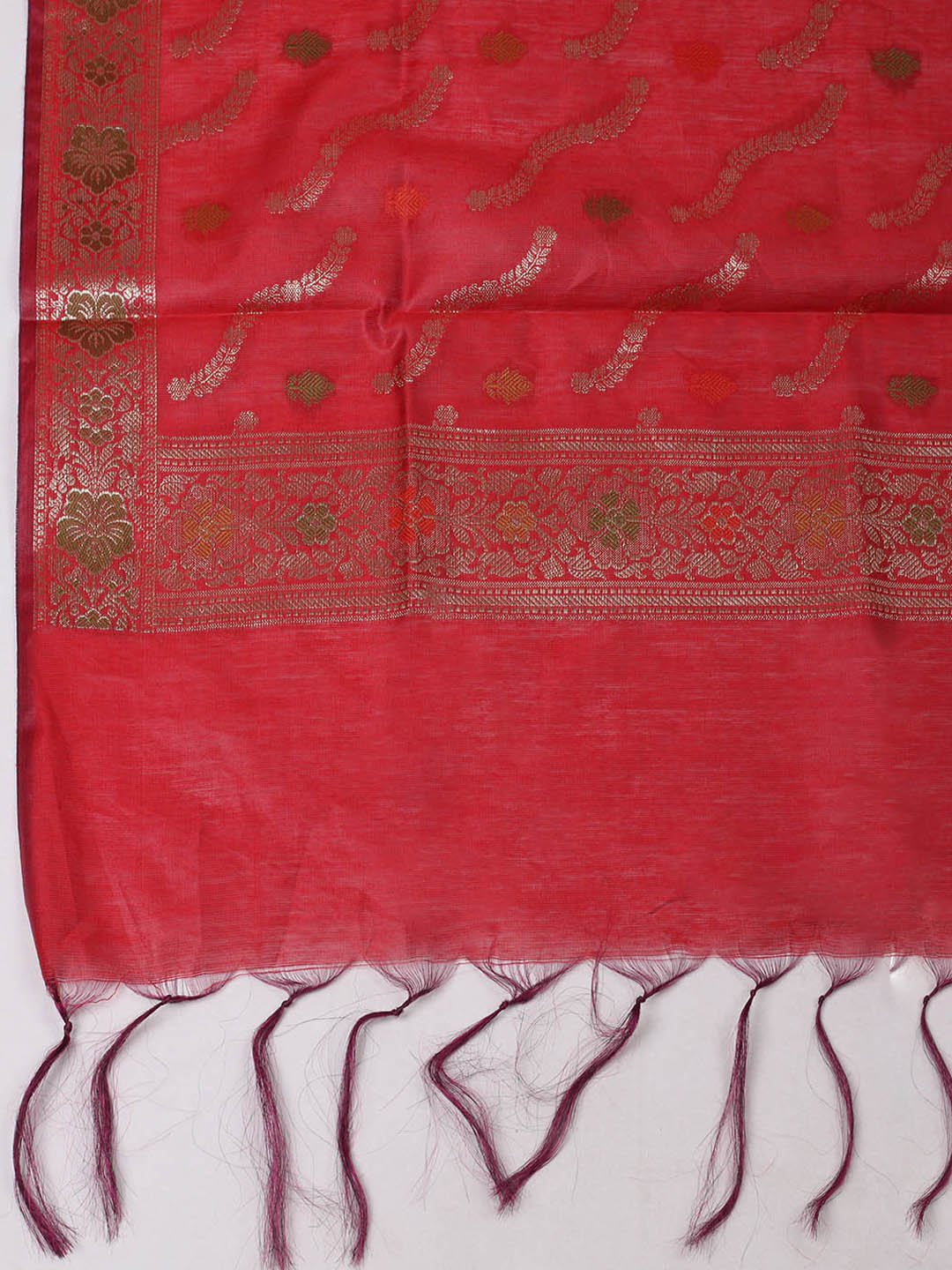 Woven Design Chanderi Unstitched Suit With Pant &amp; Dupatta
