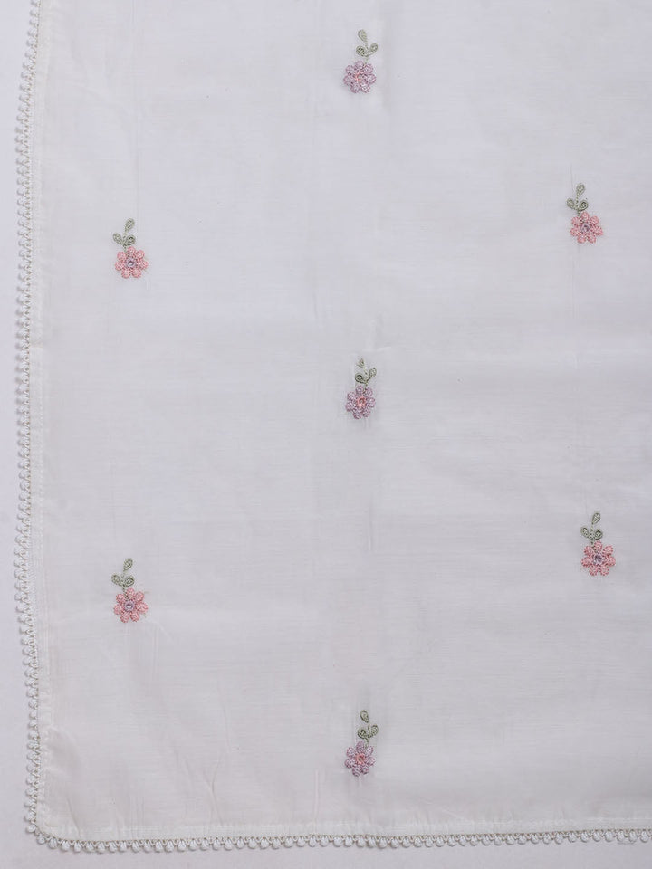 Embroidered Chanderi Unstitched Suit With Dupatta