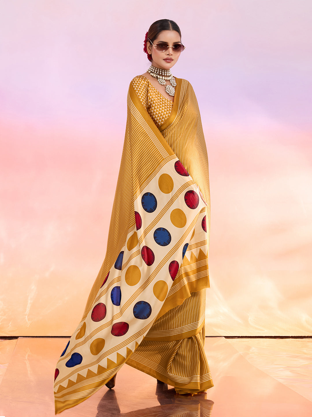 Printed Satin Saree