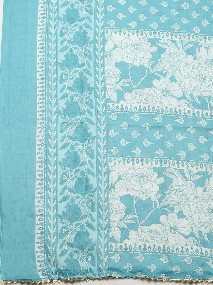 Embroidered Cotton Blend Unstitched Suit With Pant &amp; Dupatta