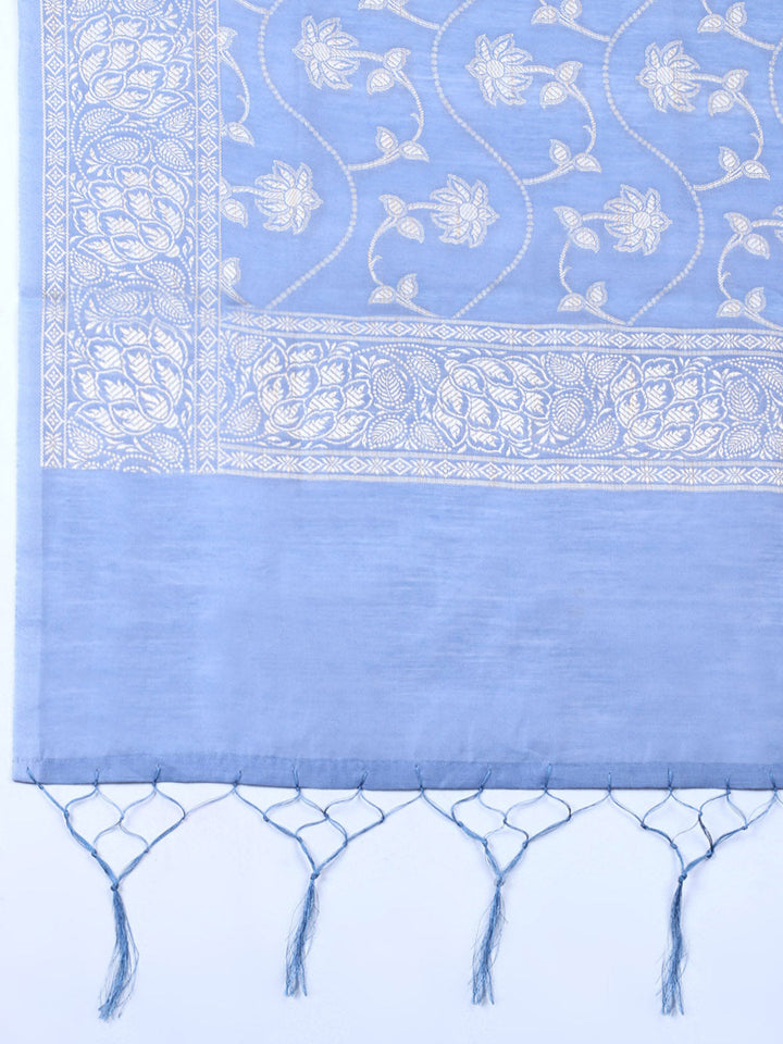 Woven Design Chanderi Unstitched Suit With Pant &amp; Dupatta