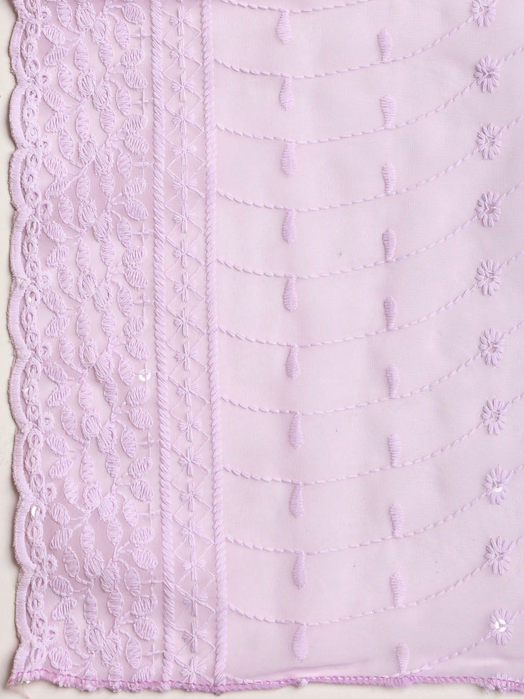 Chikan Work Georgette Unstitched Suit With Dupatta