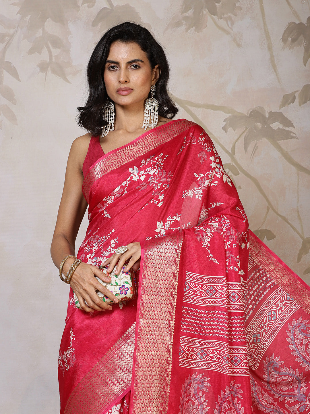 Woven Border Cotton Blend Saree