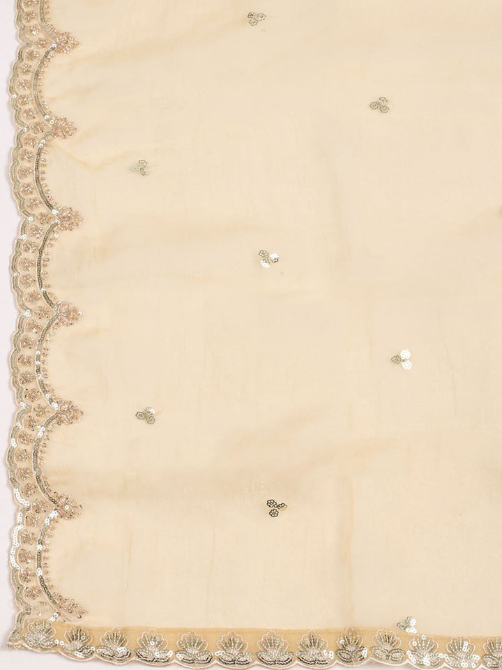 Embelished Organza Unstitched Suit With Dupatta