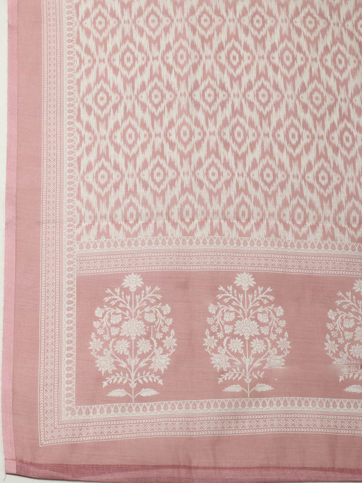 Embroidered Linen Blend Unstitched Suit With Pant &amp; Dupatta