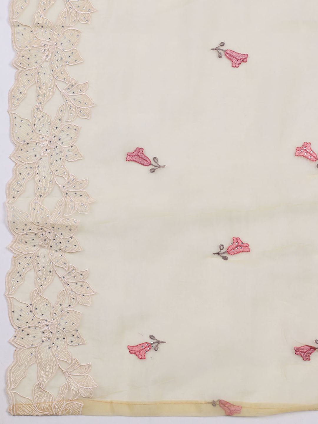 Embroidered Organza Unstitched Suit With Dupatta