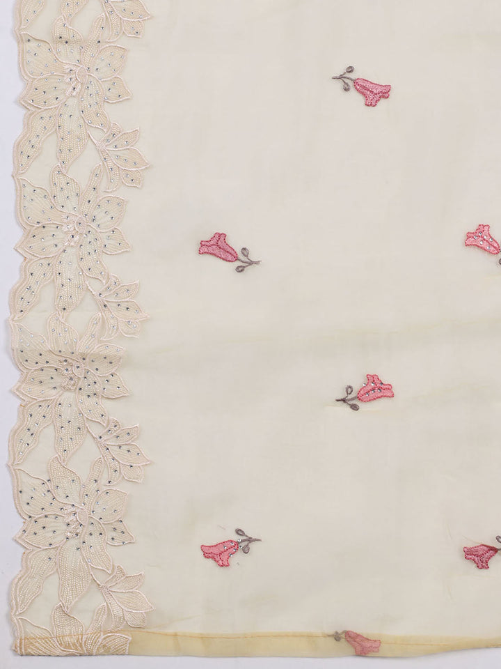 Embroidered Organza Unstitched Suit With Dupatta