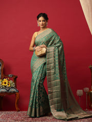 Woven Design Art Silk Green Saree