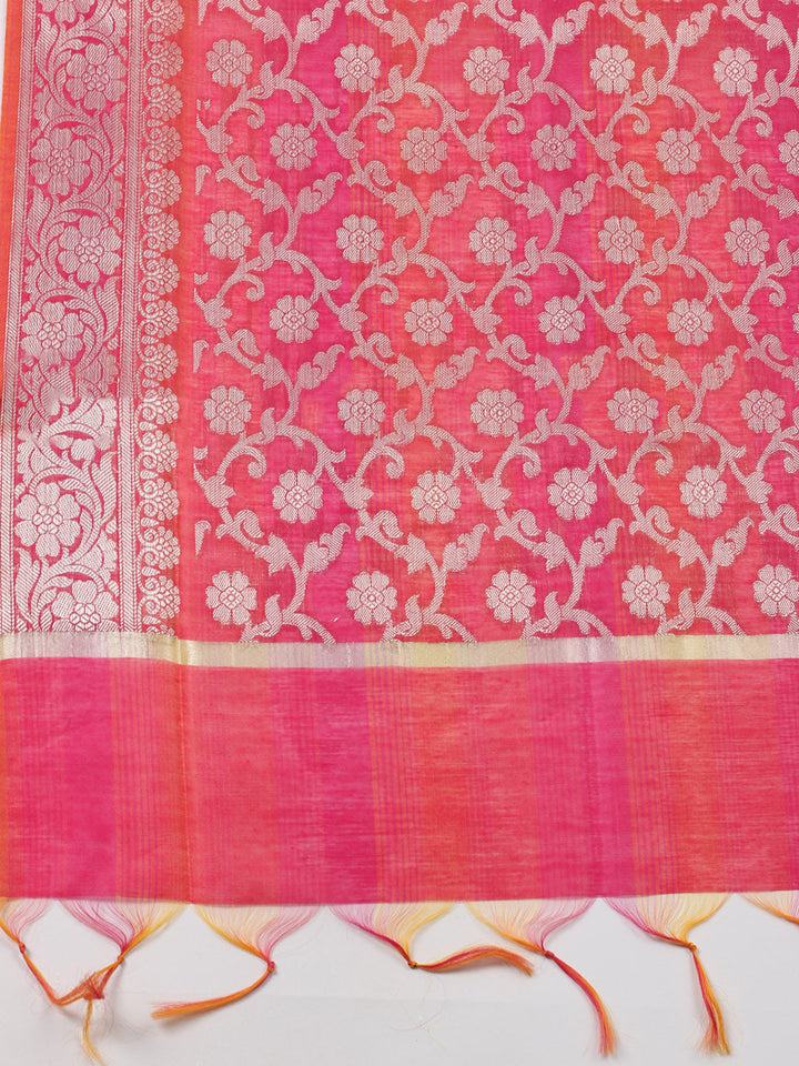 Woven Chanderi Unstitched Suit With Dupatta