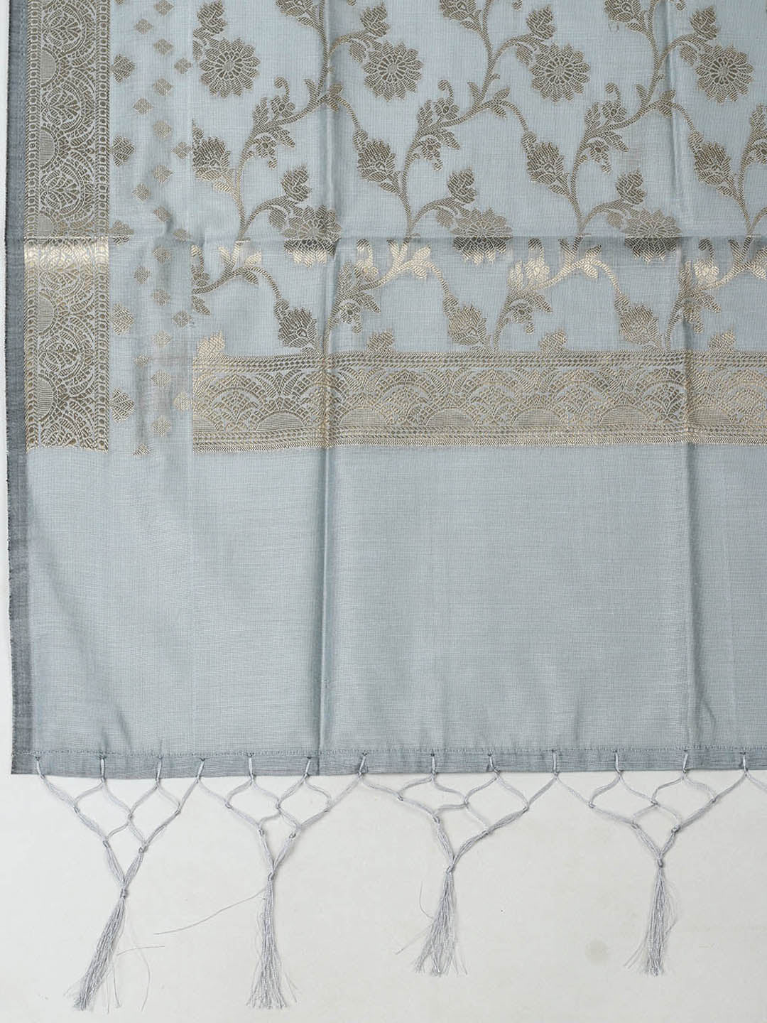 Woven Design Chanderi Unstitched Suit With Pant &amp; Dupatta