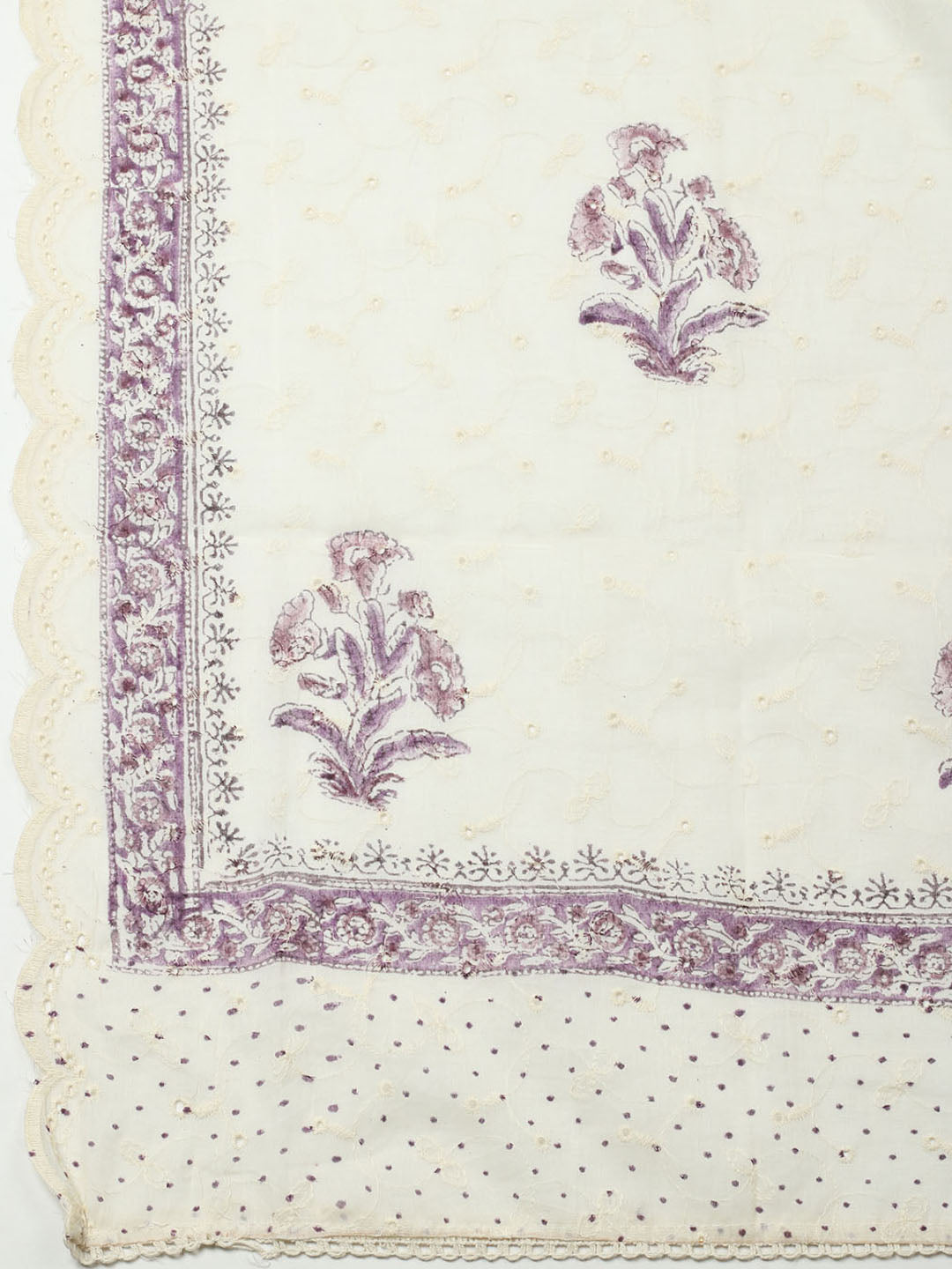 Printed Cotton Blend Unstitched Suit With Pant &amp; Dupatta
