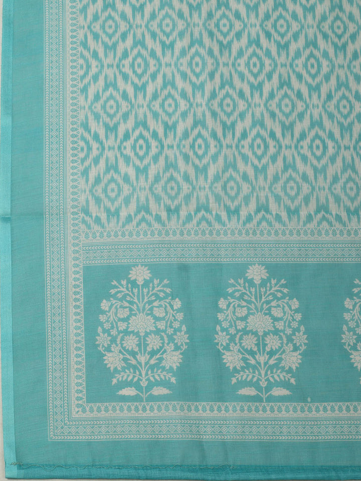 Embroidered Linen Blend Unstitched Suit With Pant &amp; Dupatta