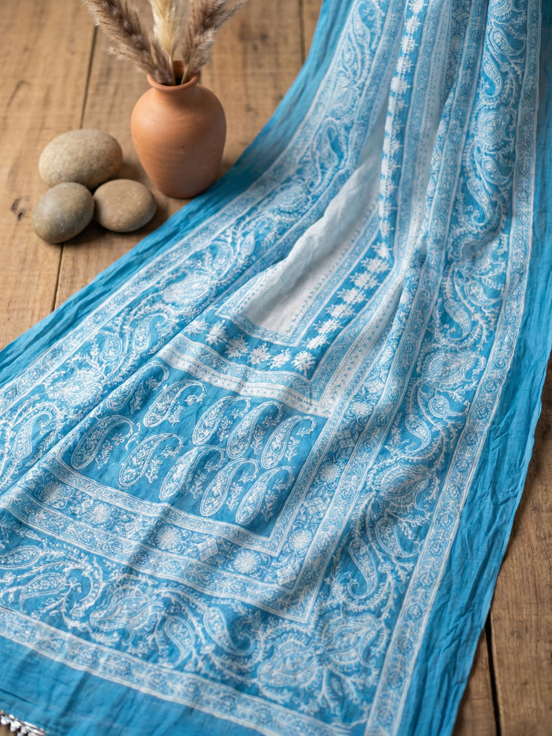 Printed Cotton Blend Unstitched Suit With Pant &amp; Dupatta