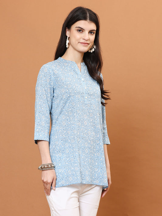 Printed Cotton Blend Short Kurti