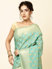 Zari Border Booti Woven Cotton Saree