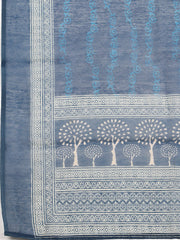 Embroidered Chanderi Unstitched Suit With Pant & Dupatta