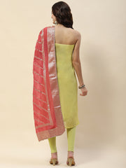 Neck Embroidery Organza Unstitched Suit Piece With Dupatta