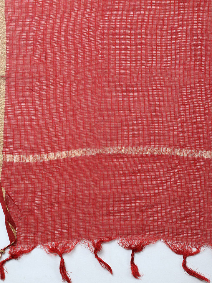 Embroidered Cotton Blend Unstitched Suit With Pant &amp; Dupatta