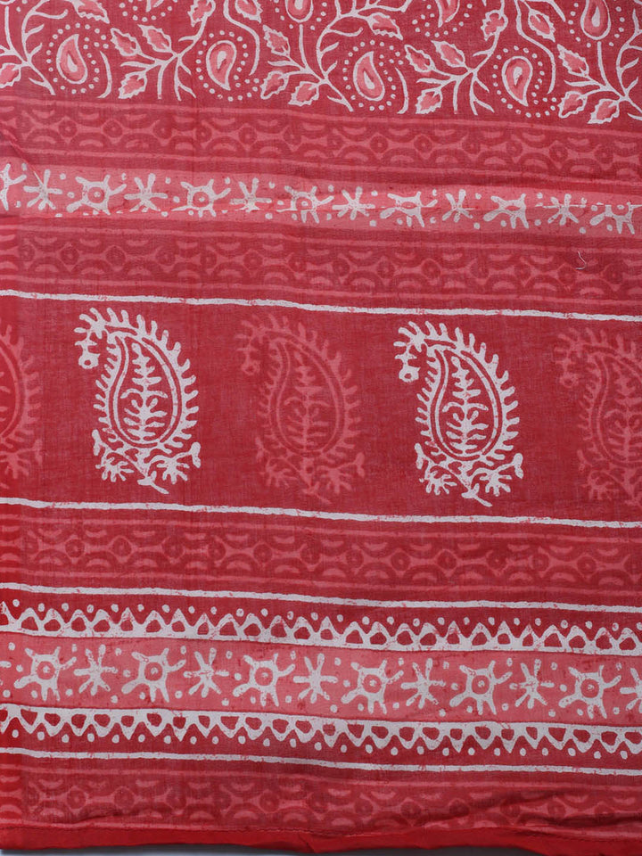 Embroidered Cotton Blend Unstitched Suit With Pant &amp; Dupatta