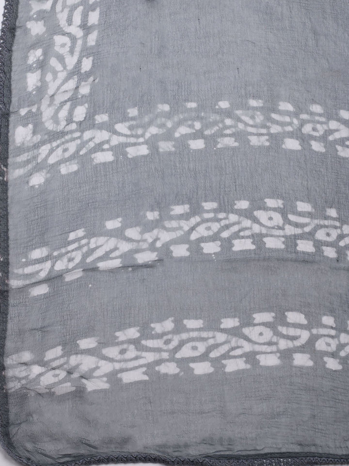 Printed Cotton Blend Unstitched Kurta With Pant &amp; Dupatta