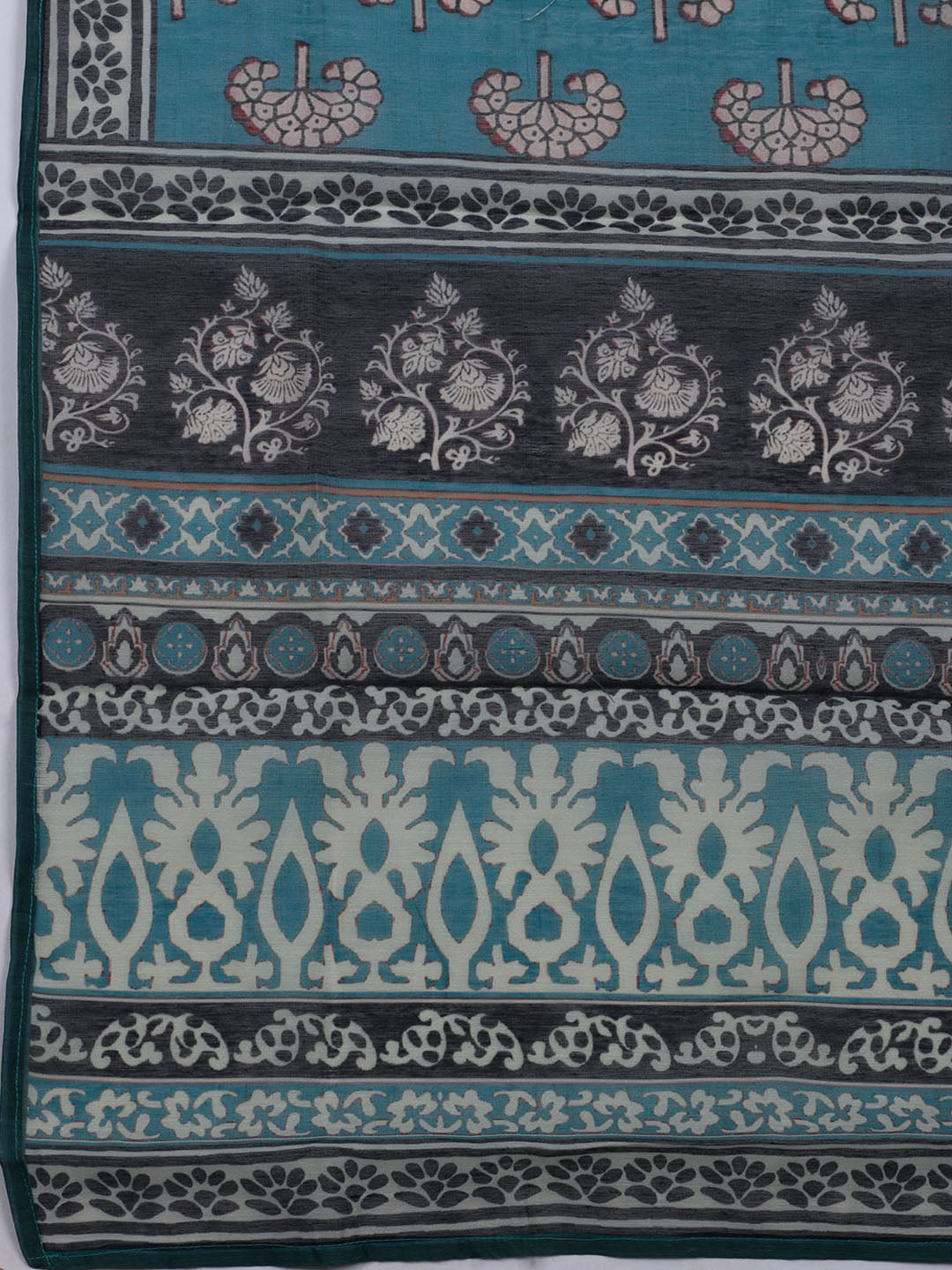 Printed Cotton Blend Unstitched Suit With Dupatta
