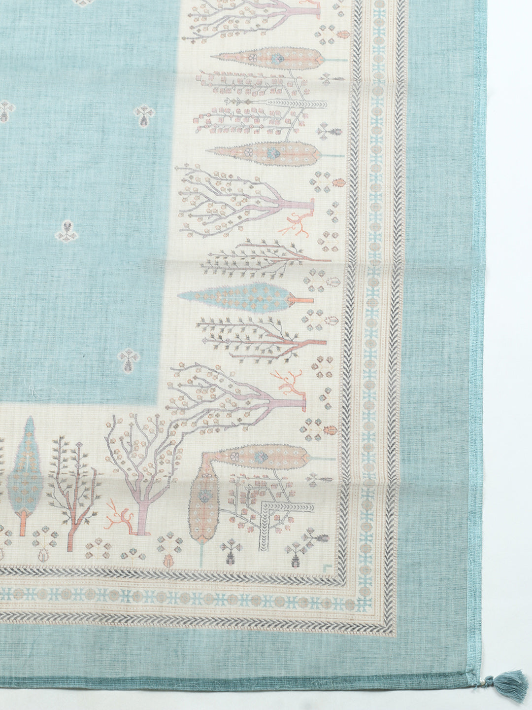 Printed Linen Blend Unstitched Suit With Pant &amp; Dupatta