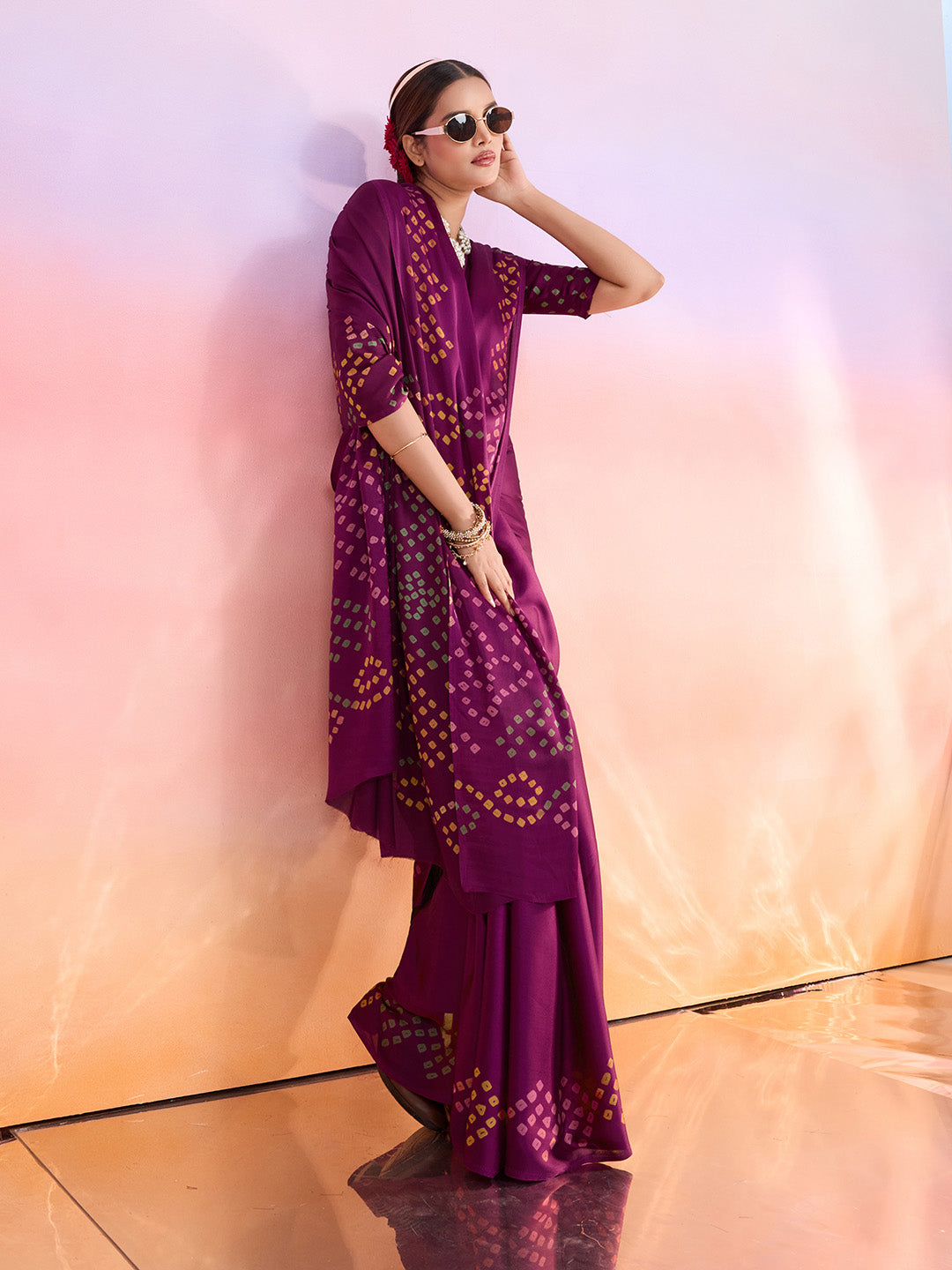 Printed Satin Saree
