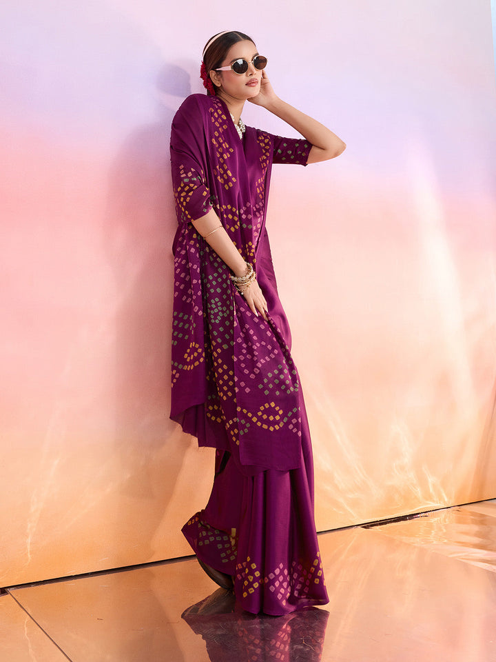 Printed Satin Saree