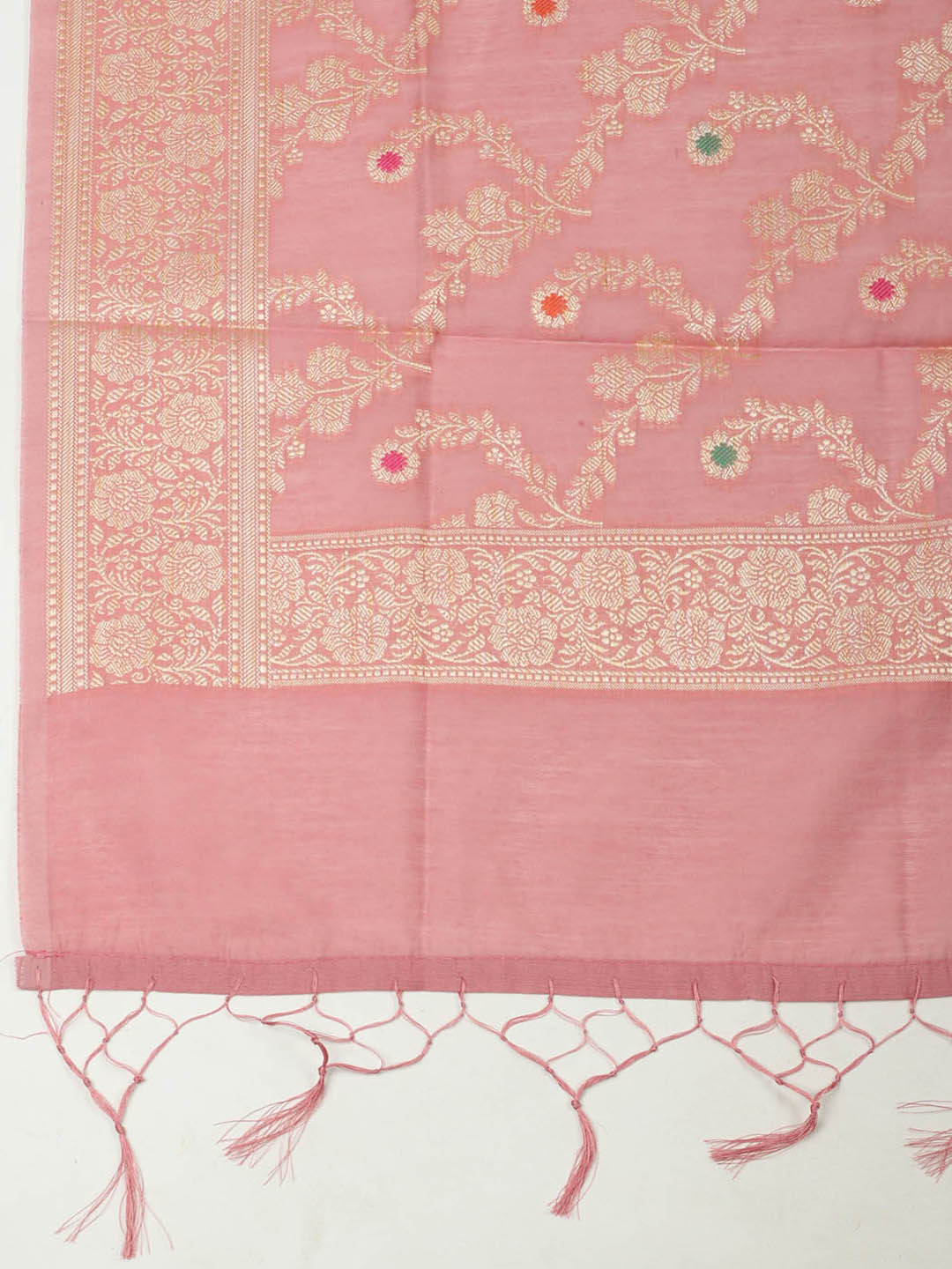 Woven Design Chanderi Unstitched Suit With Pant &amp; Dupatta