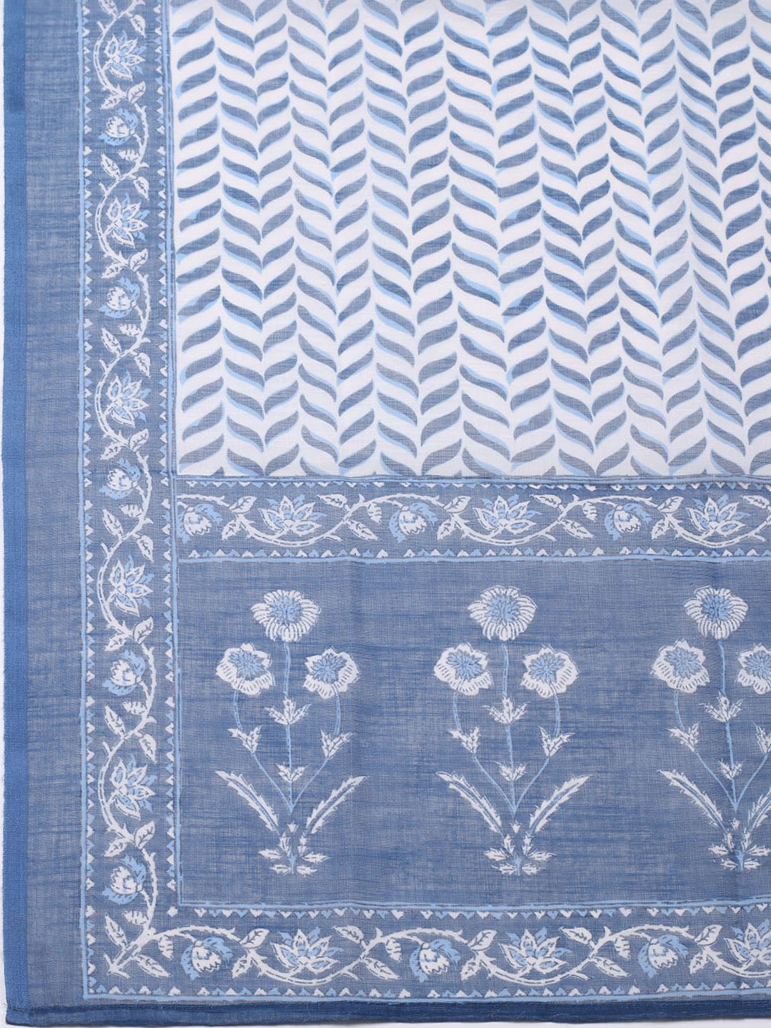 Printed Cotton Blend Unstitched Suit With Pant &amp; Dupatta