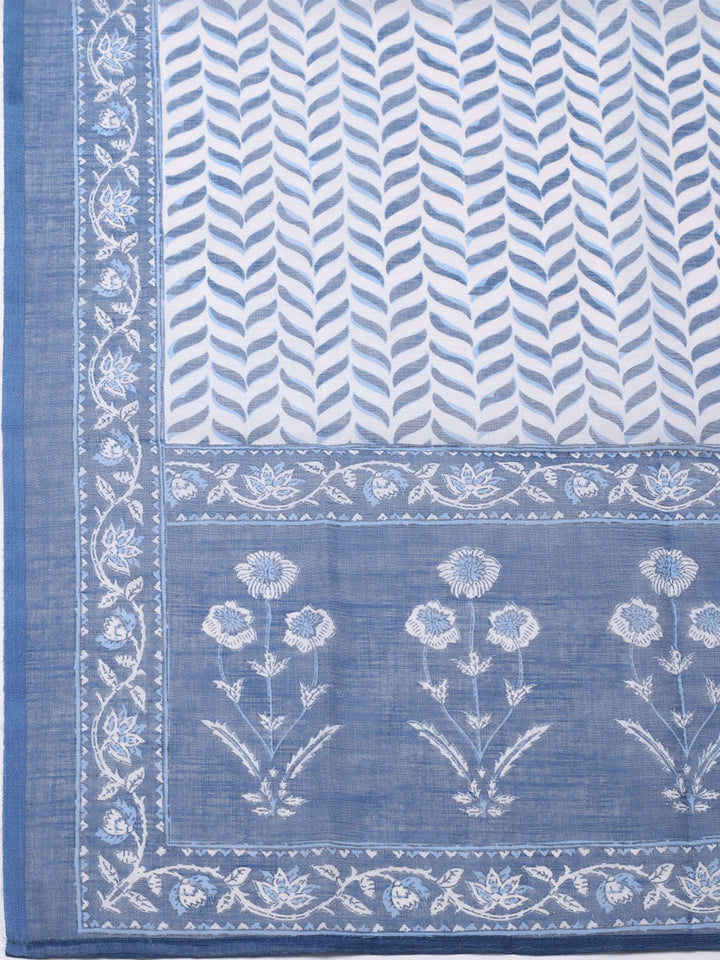Printed Cotton Blend Unstitched Suit With Pant &amp; Dupatta