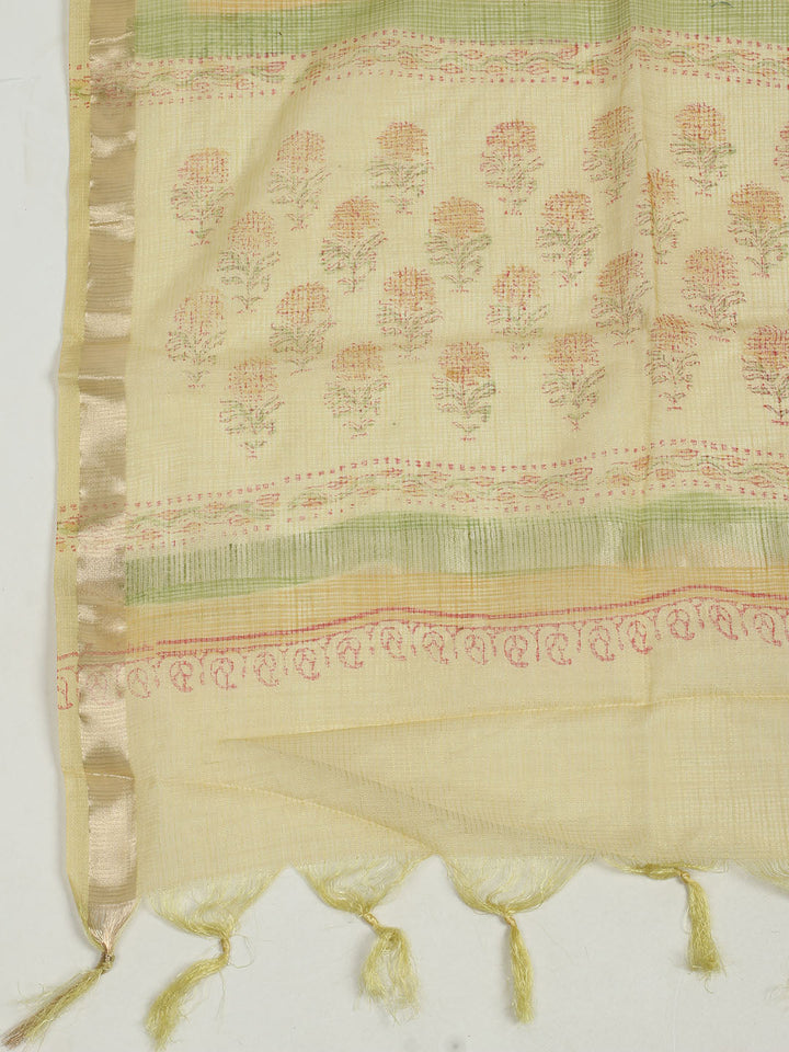 Printed Cotton Unstitched Suits Printed Suit With Pant &amp; Dupatta