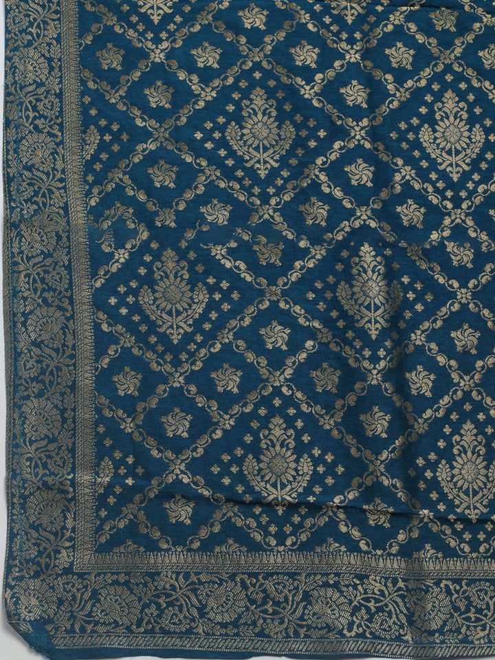 Woven Design Chanderi Unstitched Suit With Dupatta