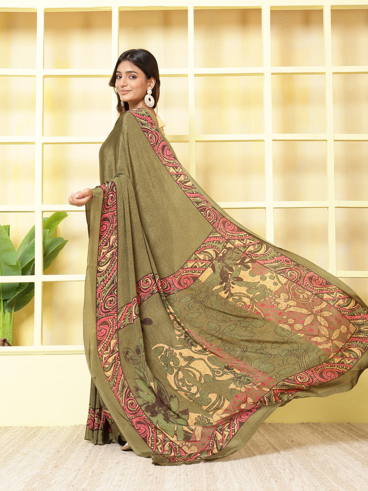 Digital Printed Crepe Saree