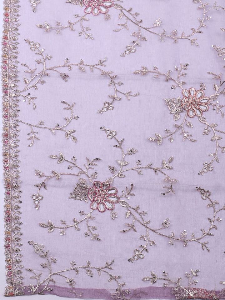 Embroidered Organza Unstitched Suit With Dupatta