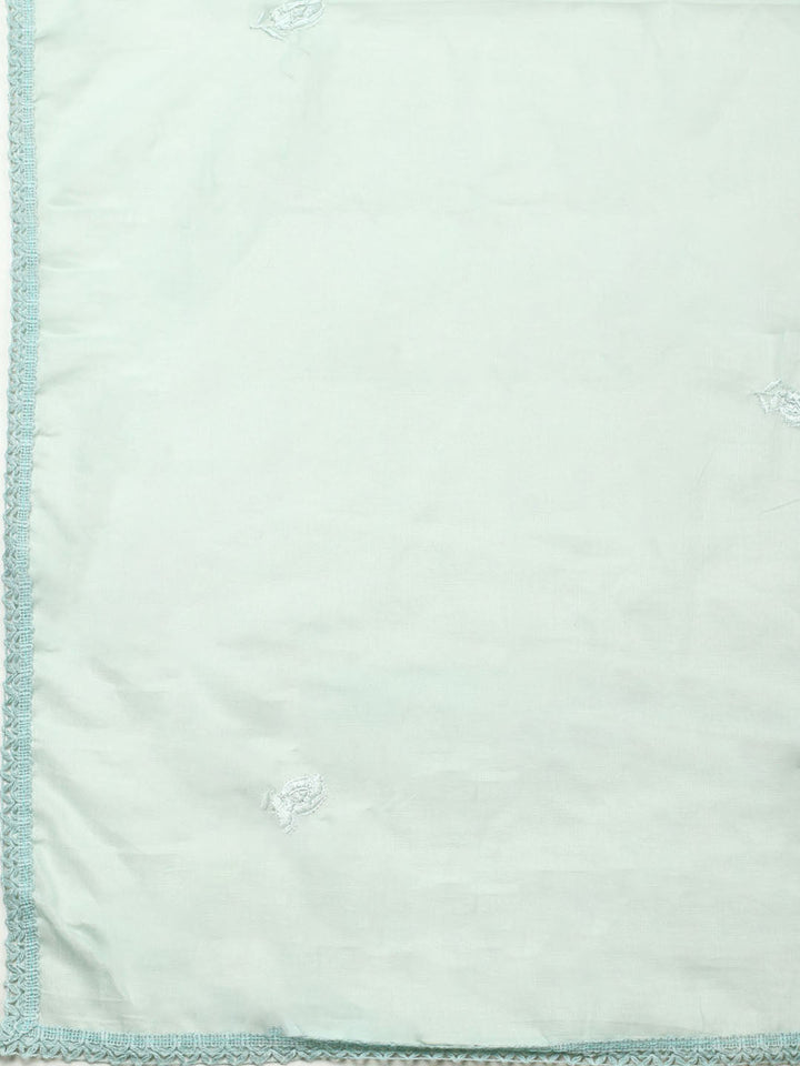 Embroidered Chanderi Unstitched Suit With Pant &amp; Dupatta